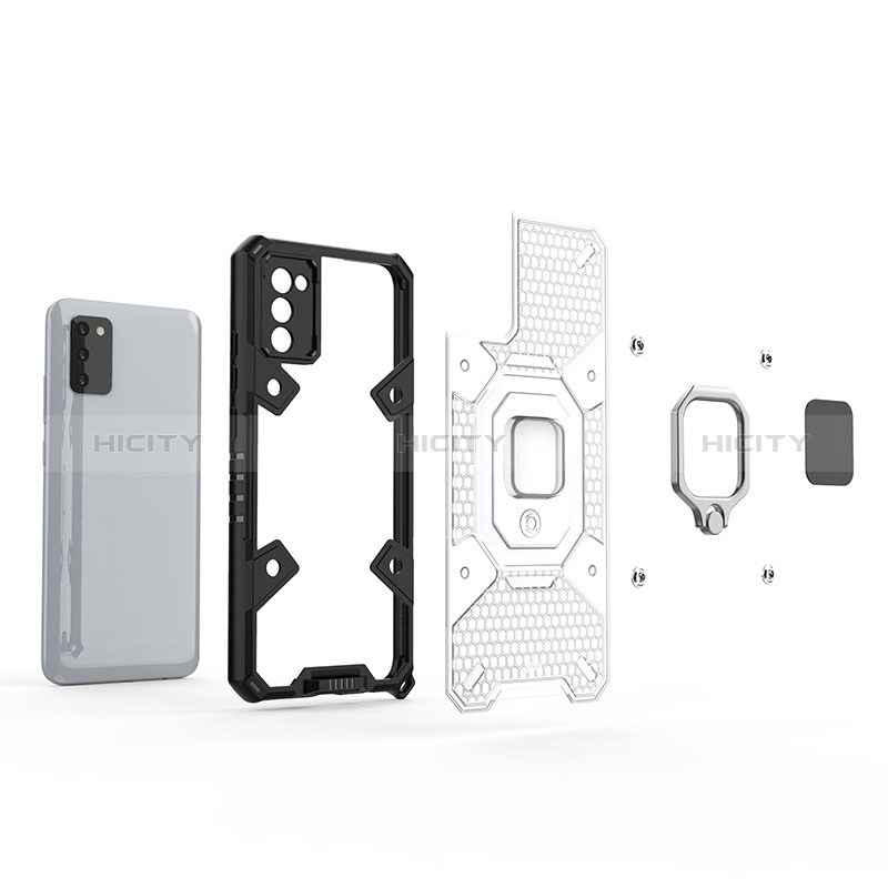 Funda Bumper Silicona y Plastico Mate Carcasa con Magnetico Anillo de dedo Soporte S04 para Samsung Galaxy A02s