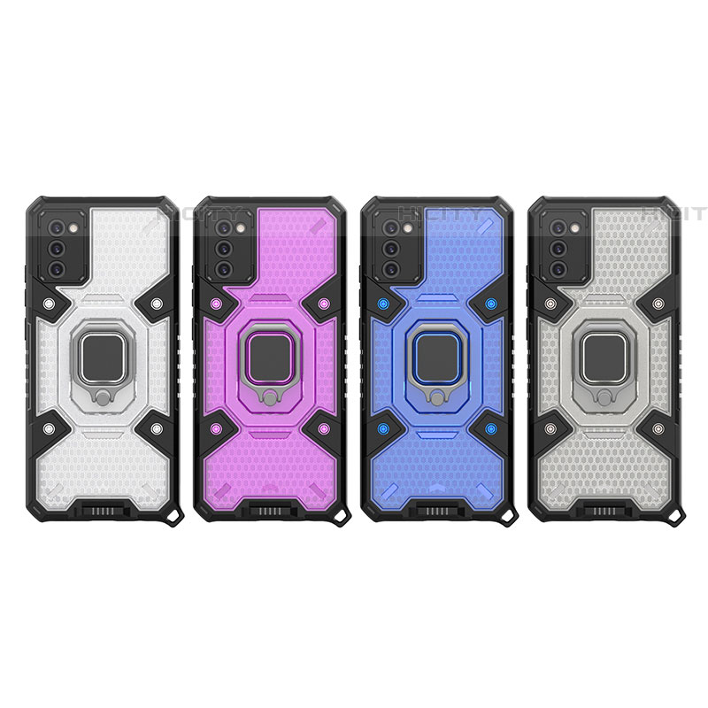 Funda Bumper Silicona y Plastico Mate Carcasa con Magnetico Anillo de dedo Soporte S04 para Samsung Galaxy A03s