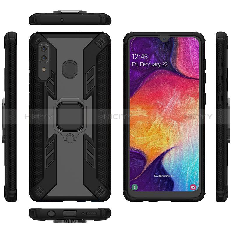 Funda Bumper Silicona y Plastico Mate Carcasa con Magnetico Anillo de dedo Soporte S04 para Samsung Galaxy A30