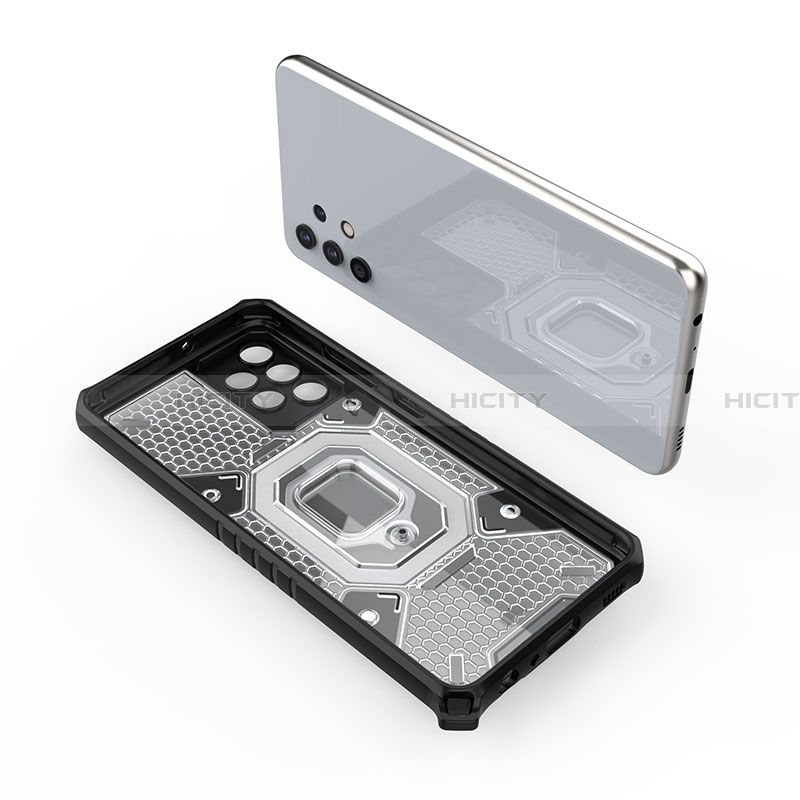 Funda Bumper Silicona y Plastico Mate Carcasa con Magnetico Anillo de dedo Soporte S04 para Samsung Galaxy A32 4G