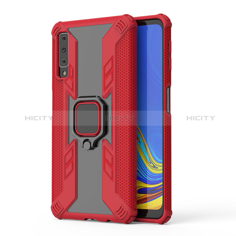 Funda Bumper Silicona y Plastico Mate Carcasa con Magnetico Anillo de dedo Soporte S04 para Samsung Galaxy A7 (2018) A750