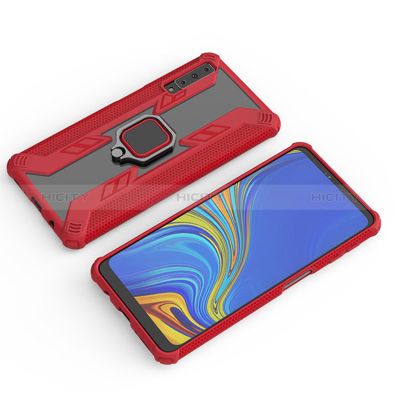 Funda Bumper Silicona y Plastico Mate Carcasa con Magnetico Anillo de dedo Soporte S04 para Samsung Galaxy A7 (2018) A750