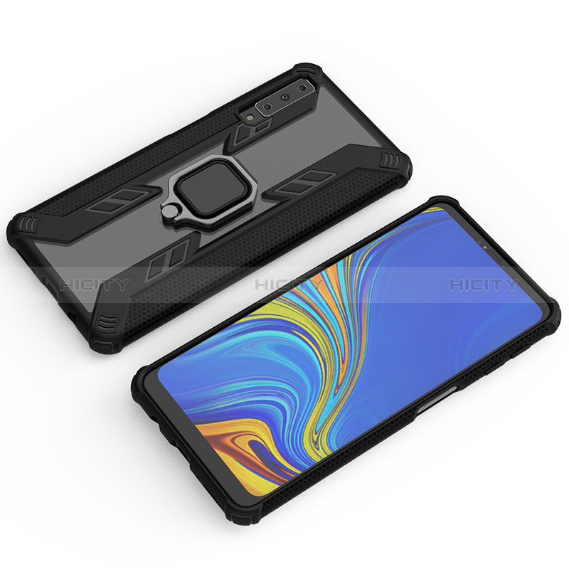 Funda Bumper Silicona y Plastico Mate Carcasa con Magnetico Anillo de dedo Soporte S04 para Samsung Galaxy A7 (2018) A750