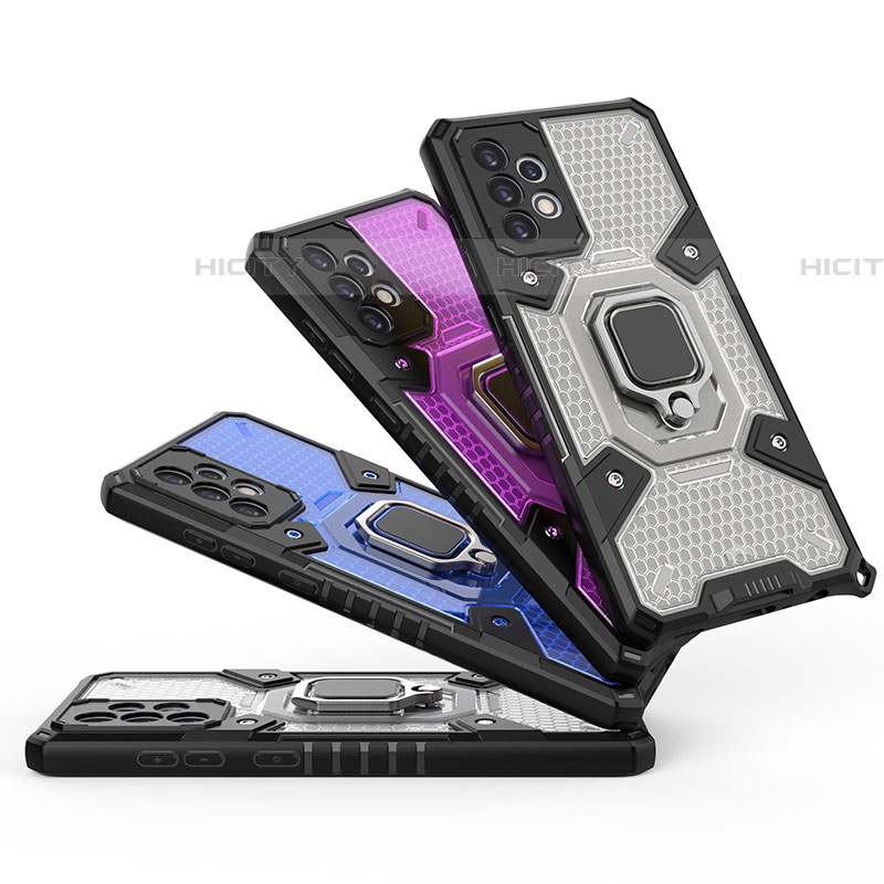 Funda Bumper Silicona y Plastico Mate Carcasa con Magnetico Anillo de dedo Soporte S04 para Samsung Galaxy A72 4G