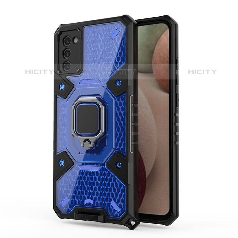 Funda Bumper Silicona y Plastico Mate Carcasa con Magnetico Anillo de dedo Soporte S04 para Samsung Galaxy M02s