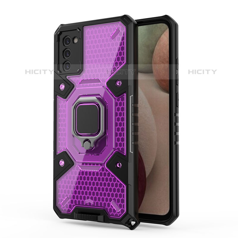 Funda Bumper Silicona y Plastico Mate Carcasa con Magnetico Anillo de dedo Soporte S04 para Samsung Galaxy M02s