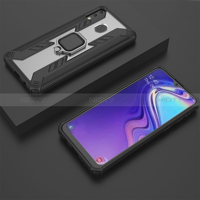 Funda Bumper Silicona y Plastico Mate Carcasa con Magnetico Anillo de dedo Soporte S04 para Samsung Galaxy M20