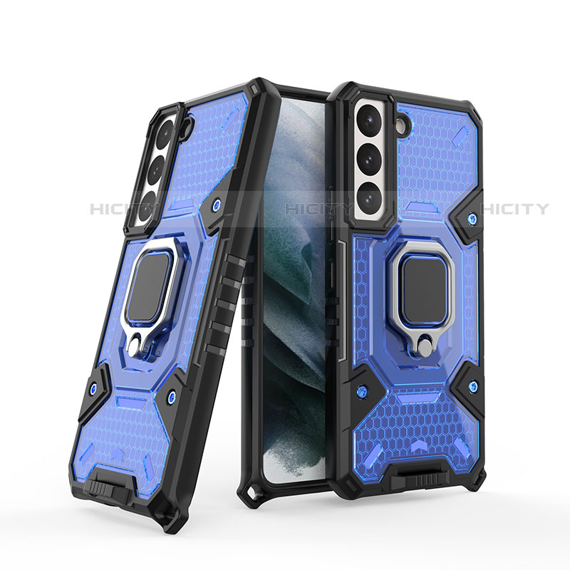 Funda Bumper Silicona y Plastico Mate Carcasa con Magnetico Anillo de dedo Soporte S04 para Samsung Galaxy S22 5G