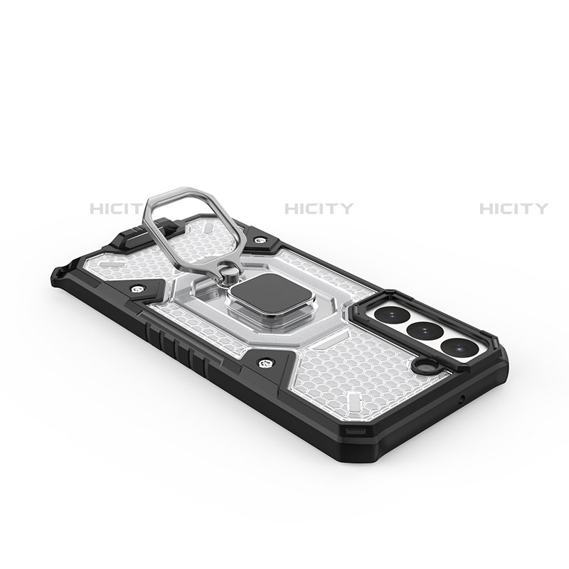 Funda Bumper Silicona y Plastico Mate Carcasa con Magnetico Anillo de dedo Soporte S04 para Samsung Galaxy S22 5G