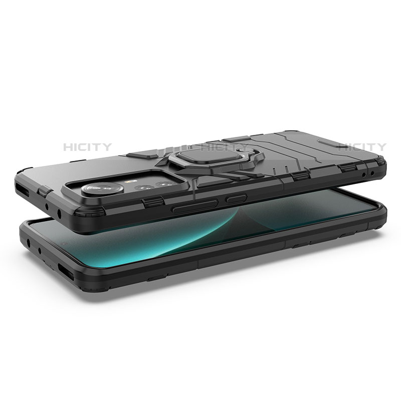Funda Bumper Silicona y Plastico Mate Carcasa con Magnetico Anillo de dedo Soporte S04 para Xiaomi Mi 12S Pro 5G