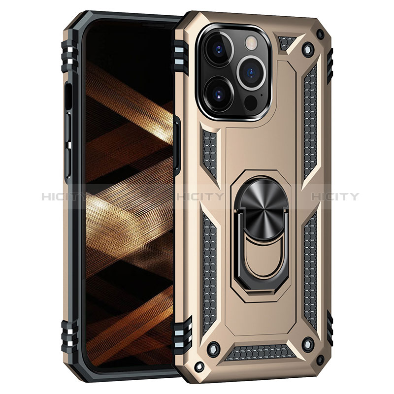 Funda Bumper Silicona y Plastico Mate Carcasa con Magnetico Anillo de dedo Soporte S05 para Apple iPhone 14 Pro Max