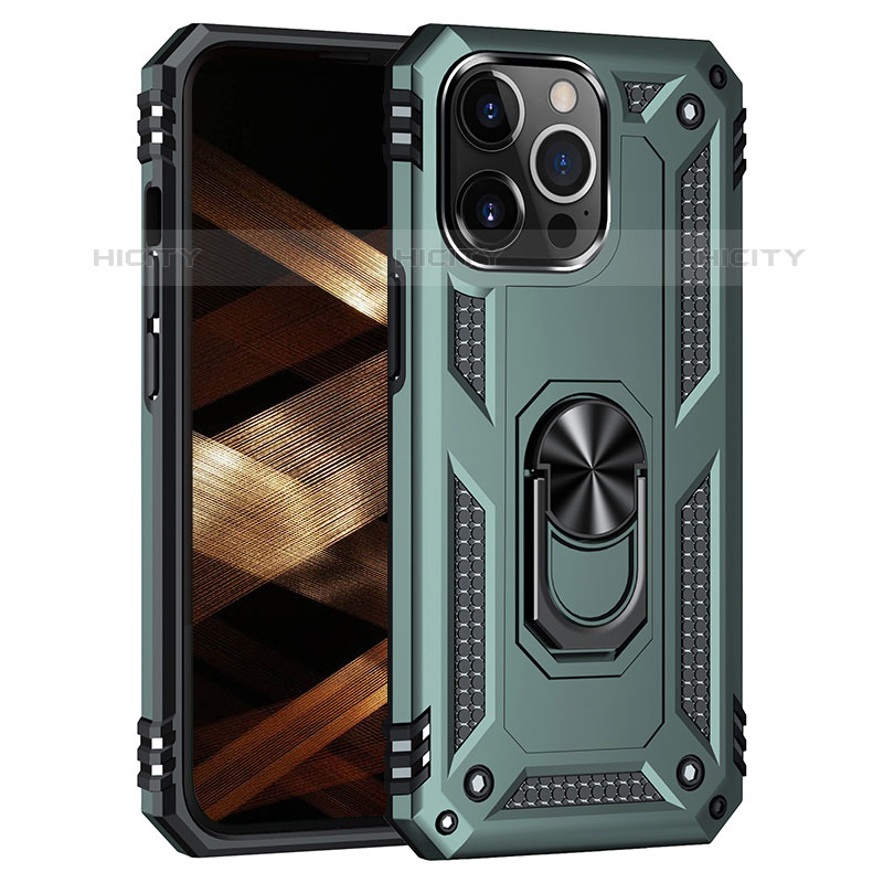 Funda Bumper Silicona y Plastico Mate Carcasa con Magnetico Anillo de dedo Soporte S05 para Apple iPhone 15 Pro