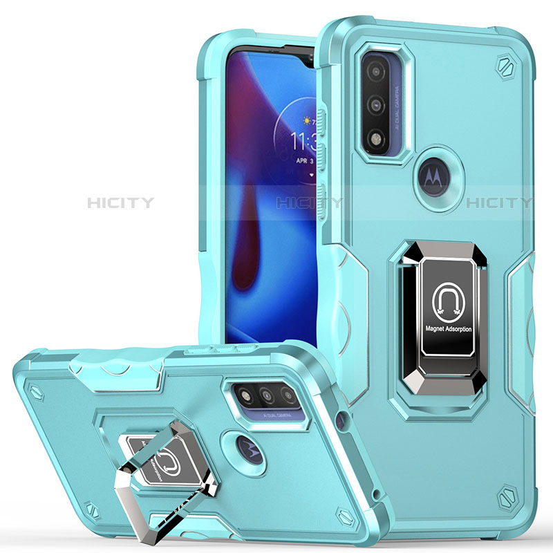 Funda Bumper Silicona y Plastico Mate Carcasa con Magnetico Anillo de dedo Soporte S05 para Motorola Moto G Pure