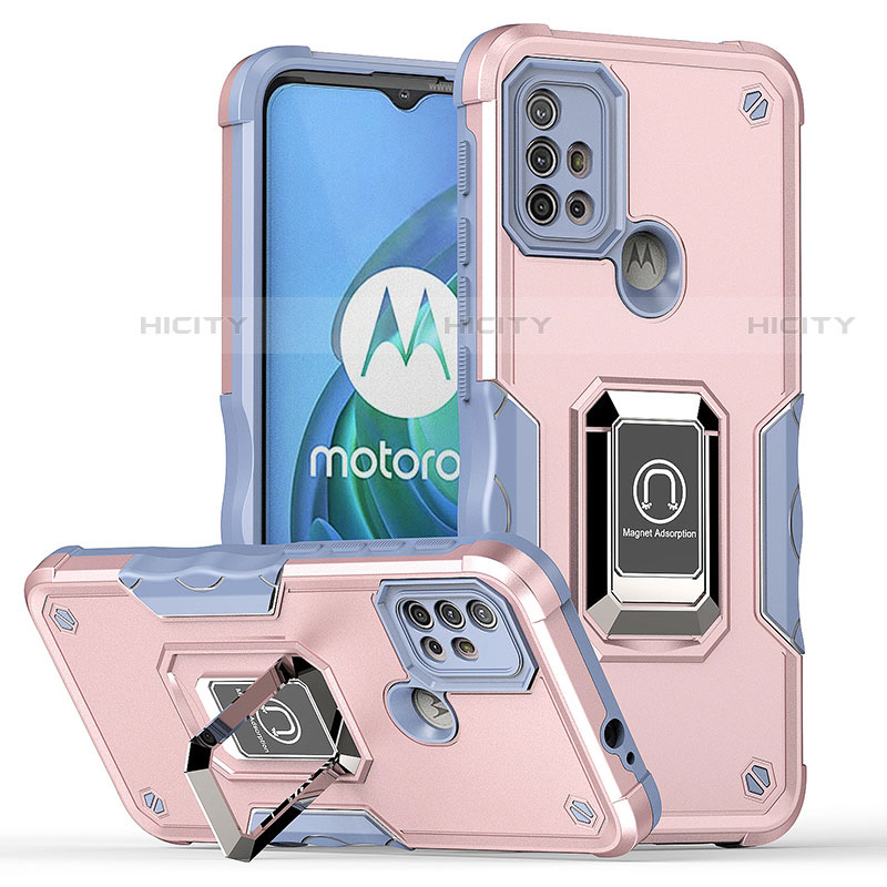 Funda Bumper Silicona y Plastico Mate Carcasa con Magnetico Anillo de dedo Soporte S05 para Motorola Moto G10 Power