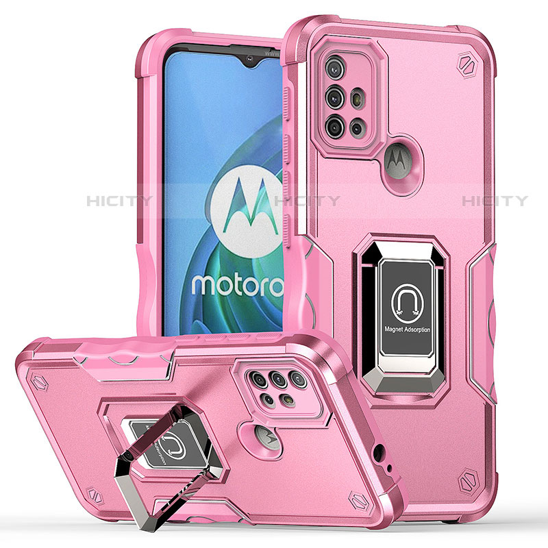 Funda Bumper Silicona y Plastico Mate Carcasa con Magnetico Anillo de dedo Soporte S05 para Motorola Moto G10 Power