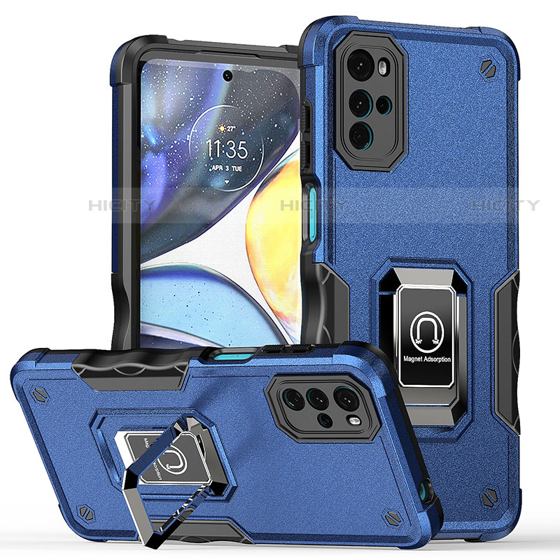 Funda Bumper Silicona y Plastico Mate Carcasa con Magnetico Anillo de dedo Soporte S05 para Motorola Moto G22