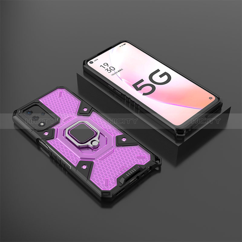 Funda Bumper Silicona y Plastico Mate Carcasa con Magnetico Anillo de dedo Soporte S05 para Oppo A93s 5G