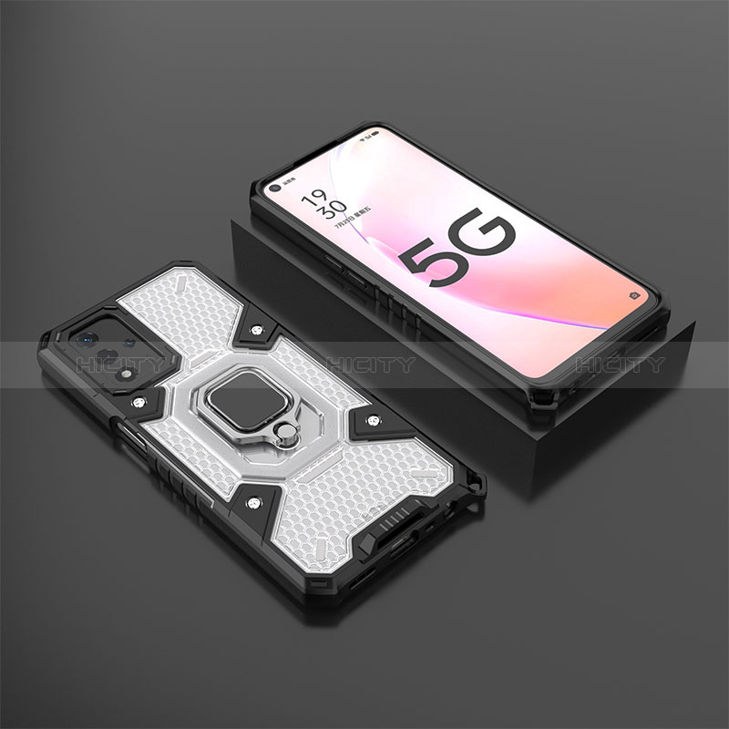 Funda Bumper Silicona y Plastico Mate Carcasa con Magnetico Anillo de dedo Soporte S05 para Oppo A93s 5G