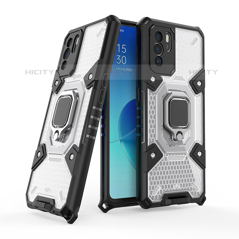 Funda Bumper Silicona y Plastico Mate Carcasa con Magnetico Anillo de dedo Soporte S05 para Oppo Reno6 Z 5G