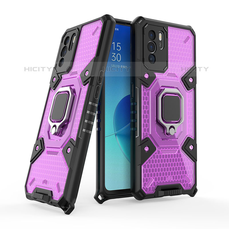 Funda Bumper Silicona y Plastico Mate Carcasa con Magnetico Anillo de dedo Soporte S05 para Oppo Reno6 Z 5G