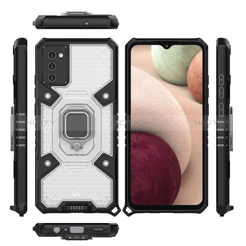 Funda Bumper Silicona y Plastico Mate Carcasa con Magnetico Anillo de dedo Soporte S05 para Samsung Galaxy A02s