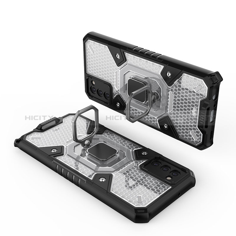 Funda Bumper Silicona y Plastico Mate Carcasa con Magnetico Anillo de dedo Soporte S05 para Samsung Galaxy A02s