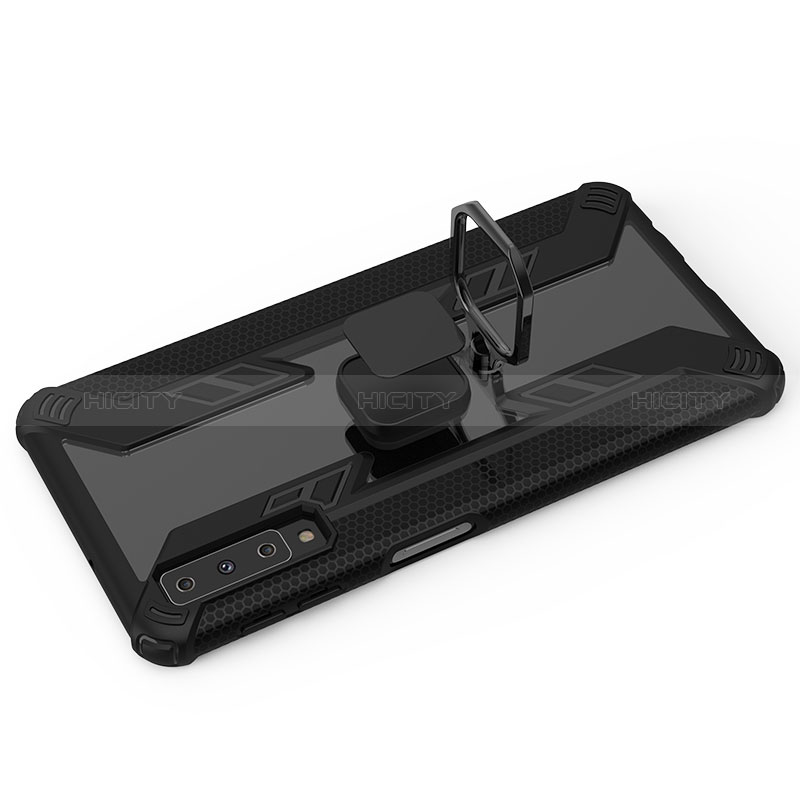 Funda Bumper Silicona y Plastico Mate Carcasa con Magnetico Anillo de dedo Soporte S05 para Samsung Galaxy A7 (2018) A750