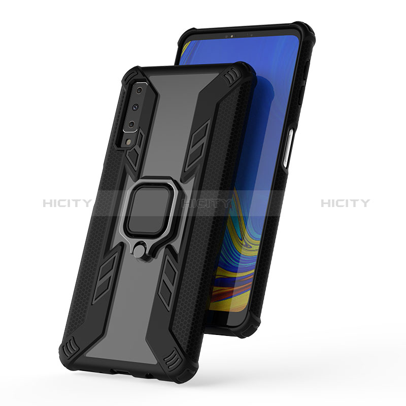 Funda Bumper Silicona y Plastico Mate Carcasa con Magnetico Anillo de dedo Soporte S05 para Samsung Galaxy A7 (2018) A750
