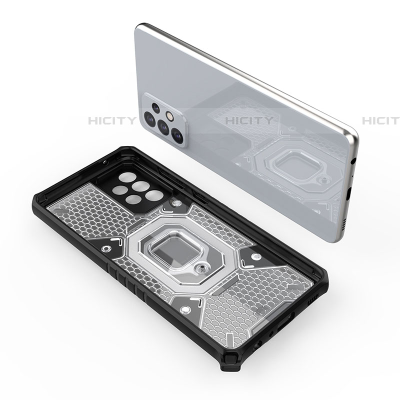 Funda Bumper Silicona y Plastico Mate Carcasa con Magnetico Anillo de dedo Soporte S05 para Samsung Galaxy A72 4G