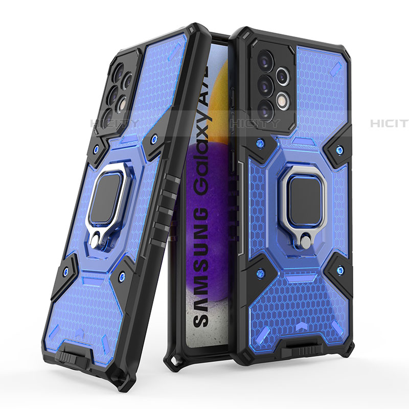 Funda Bumper Silicona y Plastico Mate Carcasa con Magnetico Anillo de dedo Soporte S05 para Samsung Galaxy A72 5G