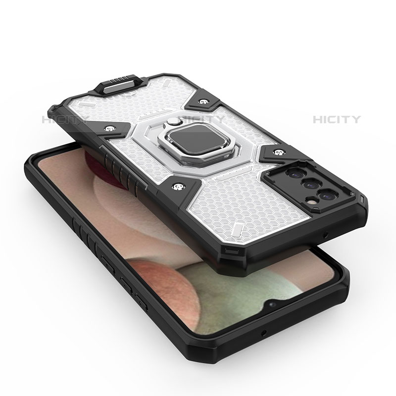 Funda Bumper Silicona y Plastico Mate Carcasa con Magnetico Anillo de dedo Soporte S05 para Samsung Galaxy M02s