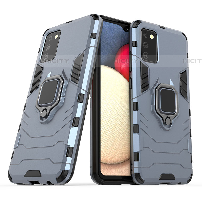 Funda Bumper Silicona y Plastico Mate Carcasa con Magnetico Anillo de dedo Soporte S06 para Samsung Galaxy A03s