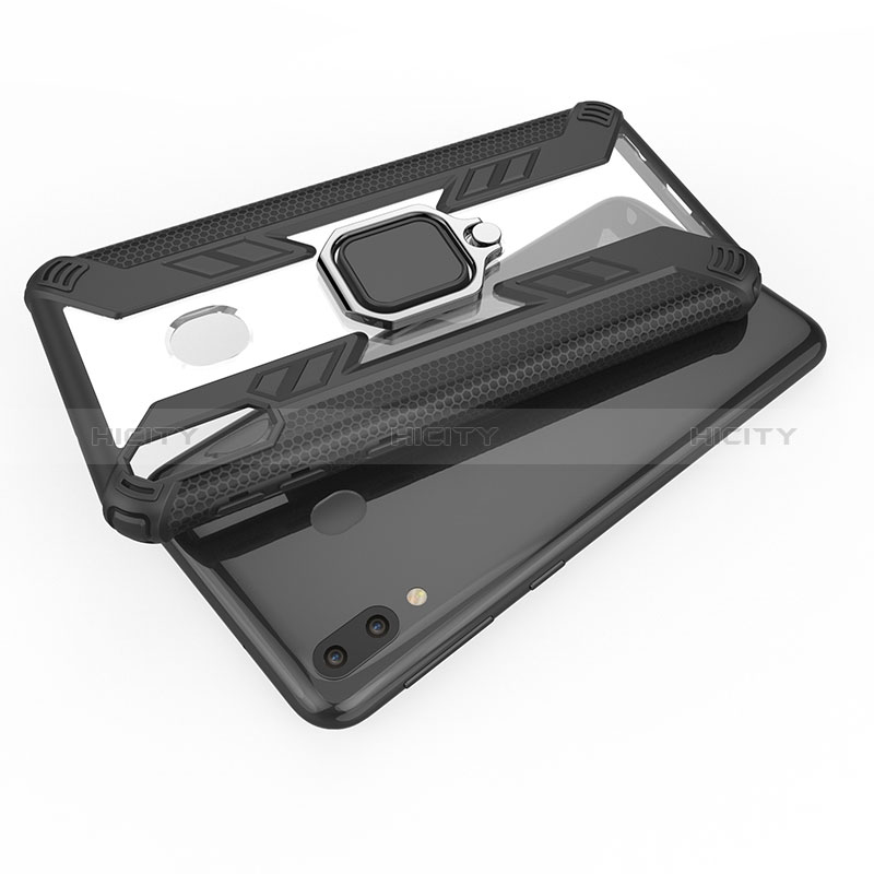 Funda Bumper Silicona y Plastico Mate Carcasa con Magnetico Anillo de dedo Soporte S06 para Samsung Galaxy M20