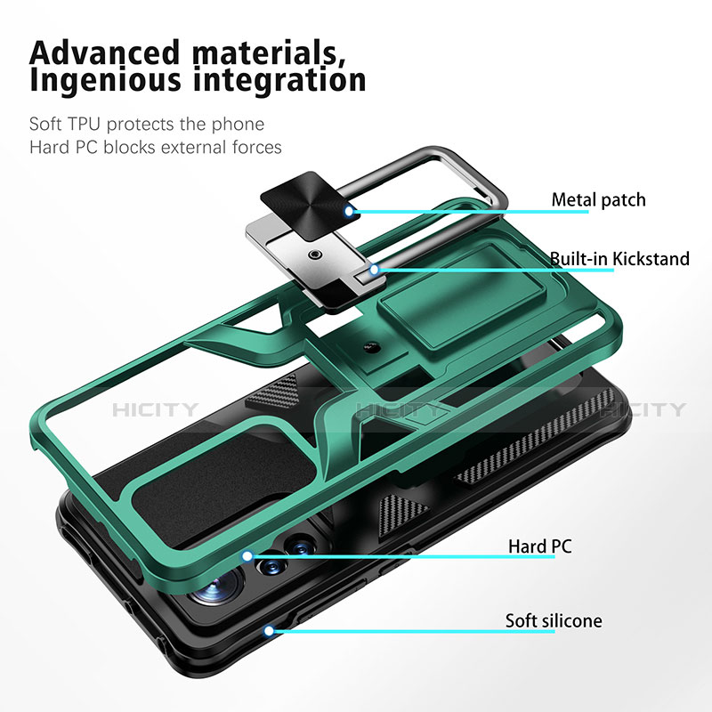 Funda Bumper Silicona y Plastico Mate Carcasa con Magnetico Anillo de dedo Soporte S06 para Xiaomi Mi 12 5G