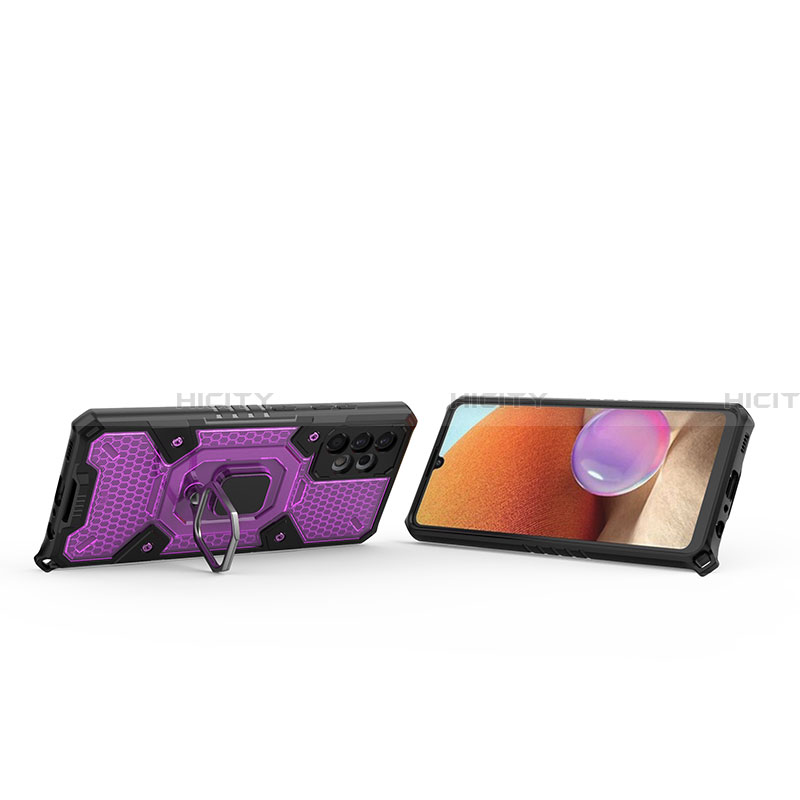 Funda Bumper Silicona y Plastico Mate Carcasa con Magnetico Anillo de dedo Soporte S07 para Samsung Galaxy A32 5G