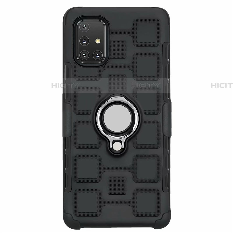 Funda Bumper Silicona y Plastico Mate Carcasa con Magnetico Anillo de dedo Soporte S07 para Samsung Galaxy A71 5G