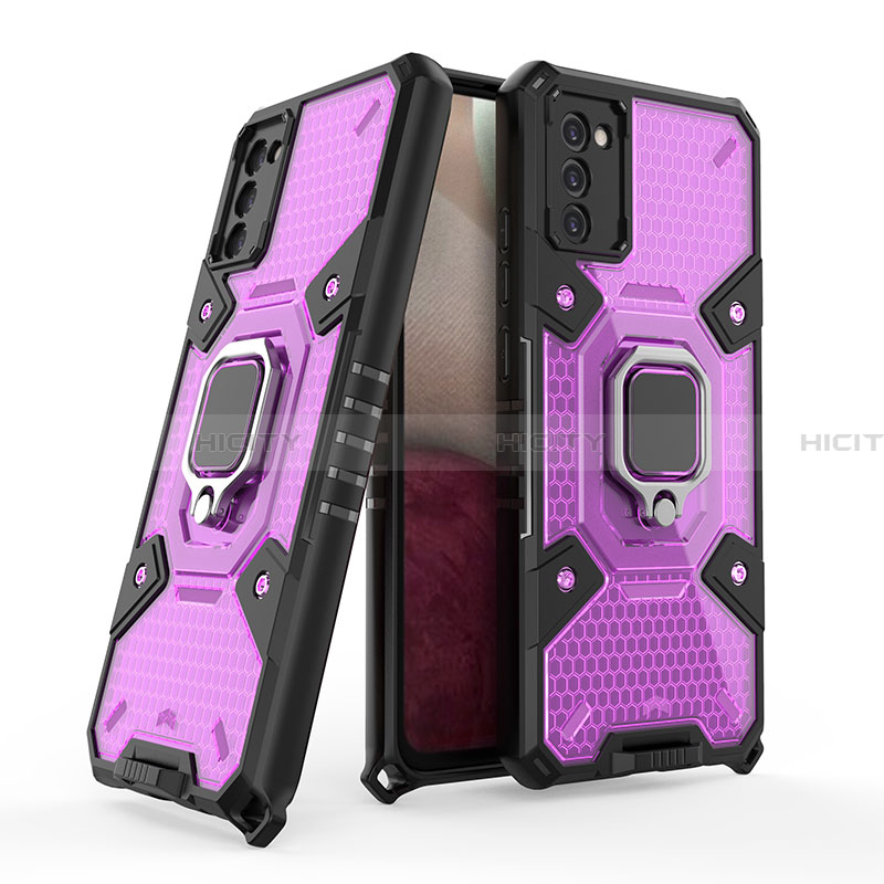 Funda Bumper Silicona y Plastico Mate Carcasa con Magnetico Anillo de dedo Soporte S07 para Samsung Galaxy F02S SM-E025F