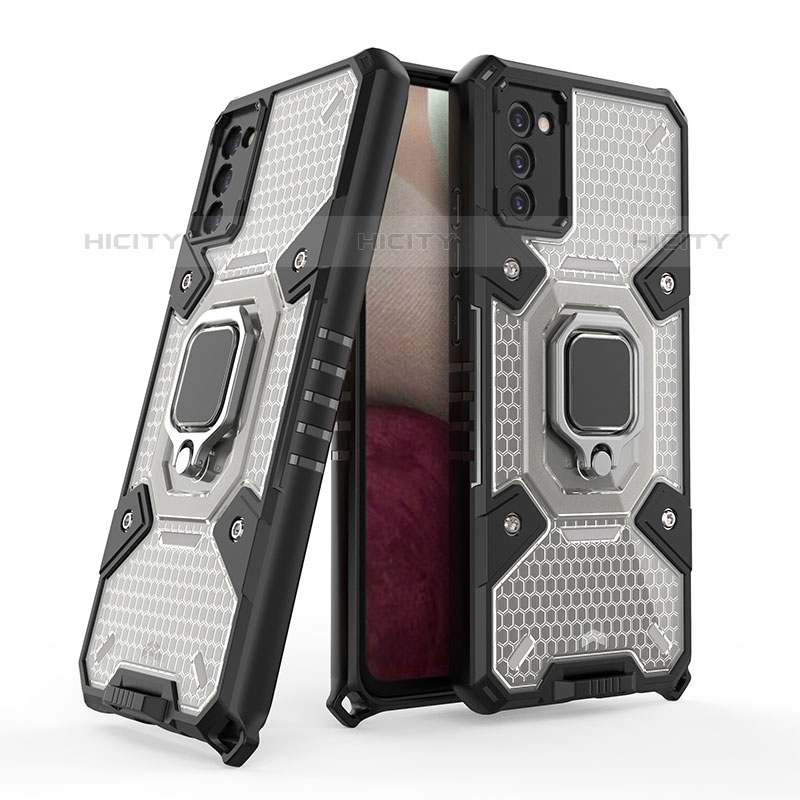 Funda Bumper Silicona y Plastico Mate Carcasa con Magnetico Anillo de dedo Soporte S07 para Samsung Galaxy M02s