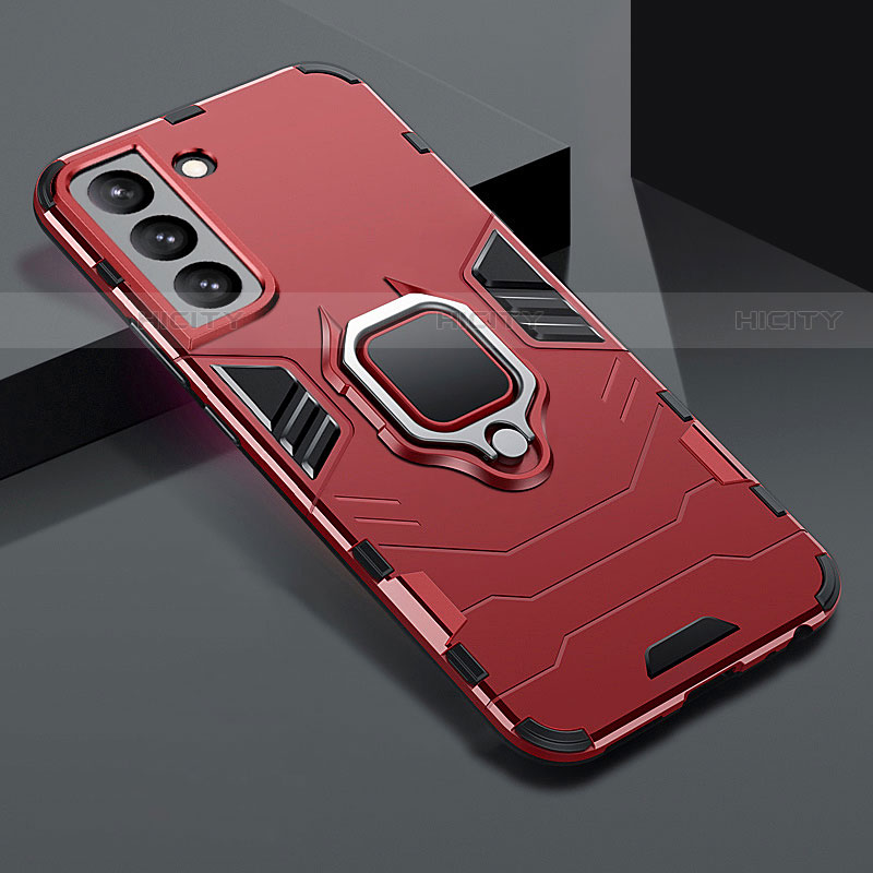 Funda Bumper Silicona y Plastico Mate Carcasa con Magnetico Anillo de dedo Soporte S08 para Samsung Galaxy S21 Plus 5G