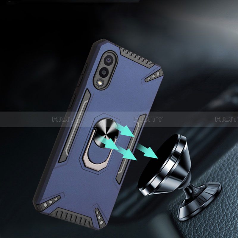 Funda Bumper Silicona y Plastico Mate Carcasa con Magnetico Anillo de dedo Soporte T01 para Samsung Galaxy A02