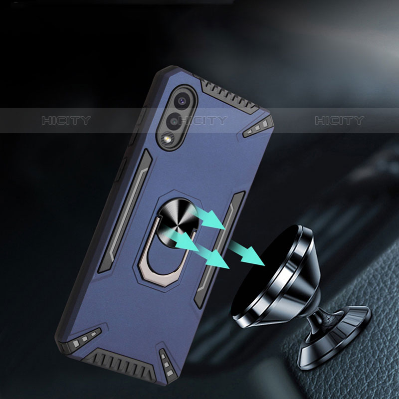 Funda Bumper Silicona y Plastico Mate Carcasa con Magnetico Anillo de dedo Soporte T01 para Samsung Galaxy M02