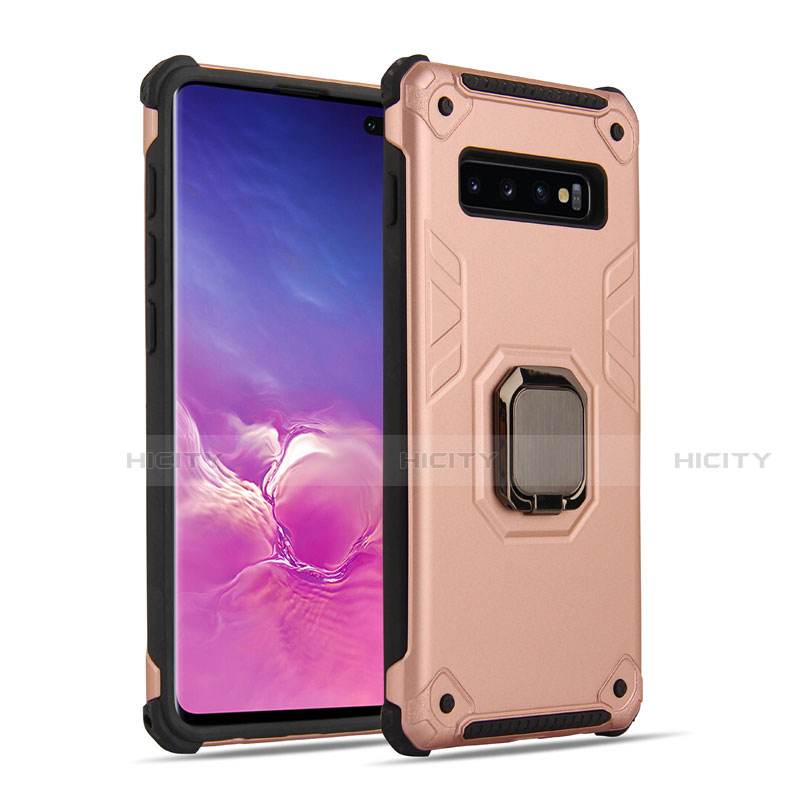 Funda Bumper Silicona y Plastico Mate Carcasa con Magnetico Anillo de dedo Soporte T01 para Samsung Galaxy S10