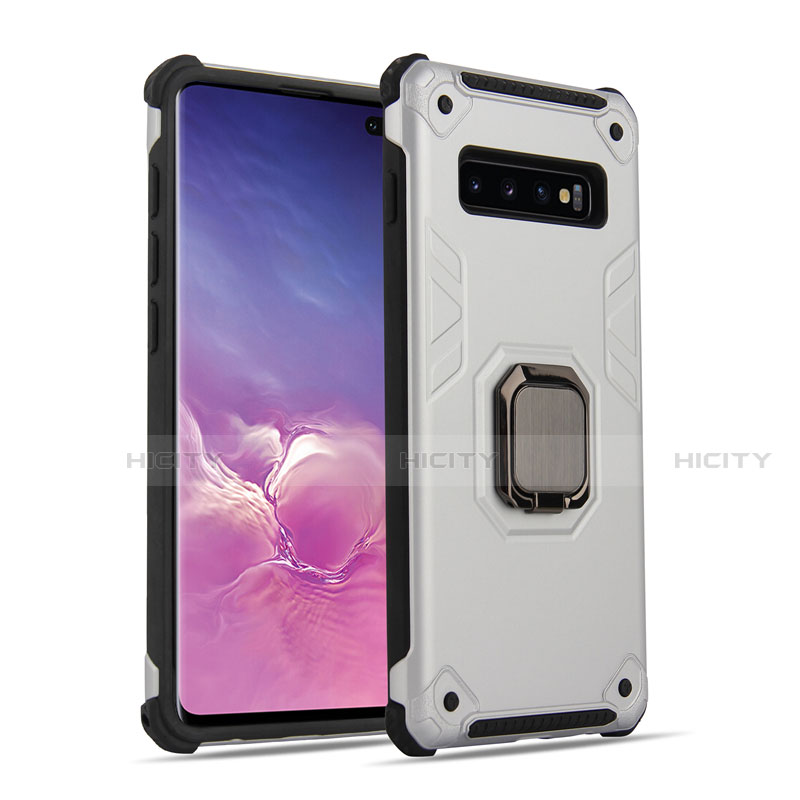 Funda Bumper Silicona y Plastico Mate Carcasa con Magnetico Anillo de dedo Soporte T01 para Samsung Galaxy S10