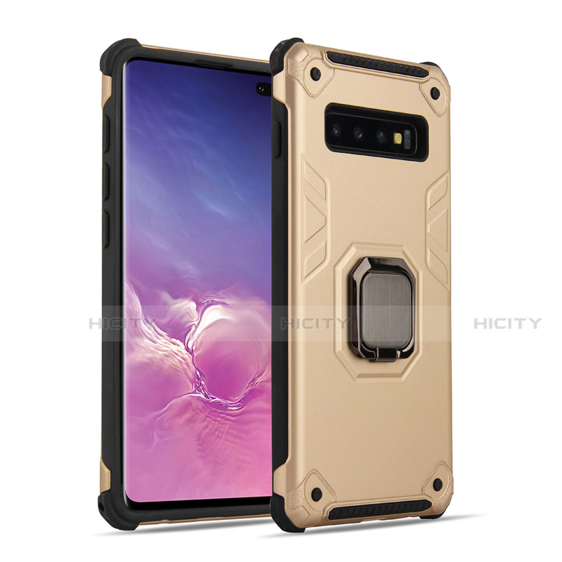 Funda Bumper Silicona y Plastico Mate Carcasa con Magnetico Anillo de dedo Soporte T01 para Samsung Galaxy S10 Plus