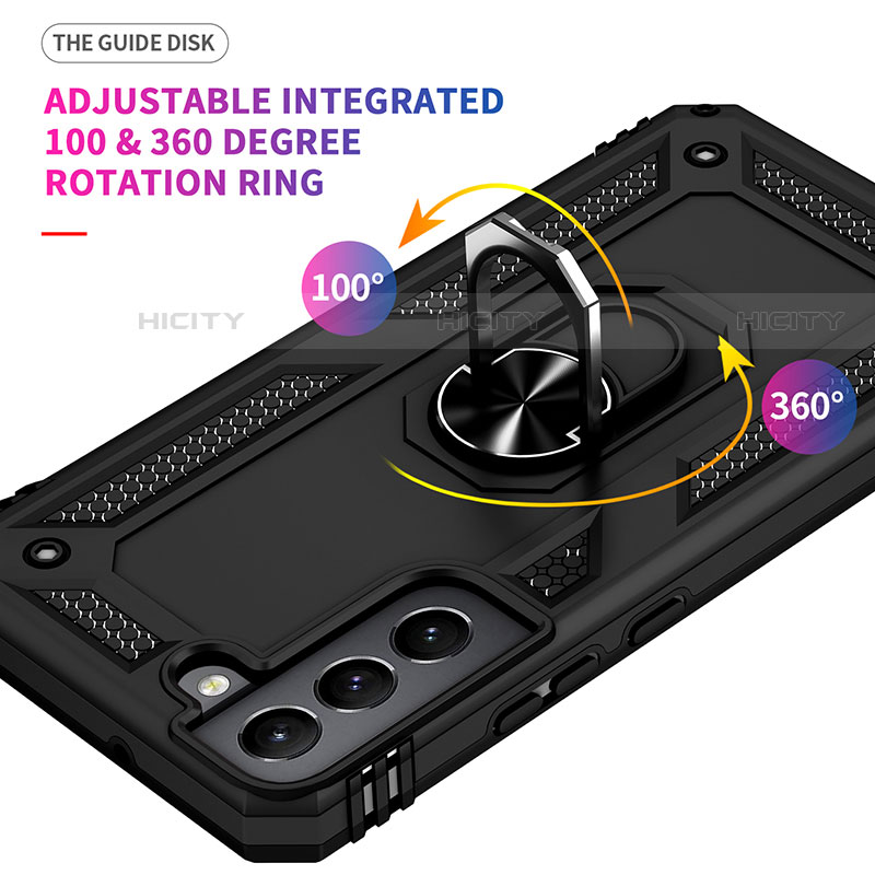 Funda Bumper Silicona y Plastico Mate Carcasa con Magnetico Anillo de dedo Soporte T03 para Samsung Galaxy S23 5G