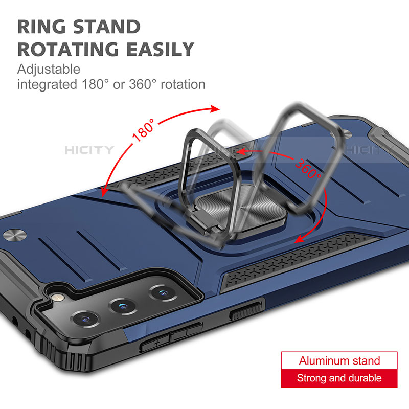 Funda Bumper Silicona y Plastico Mate Carcasa con Magnetico Anillo de dedo Soporte T05 para Samsung Galaxy S21 FE 5G