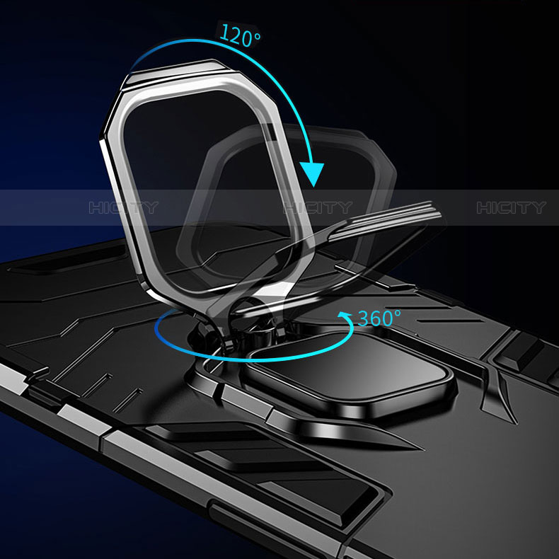 Funda Bumper Silicona y Plastico Mate Carcasa con Magnetico Anillo de dedo Soporte T06 para Samsung Galaxy S22 Plus 5G