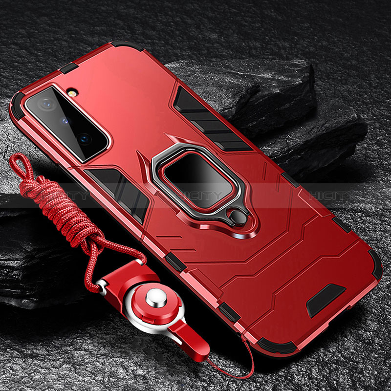 Funda Bumper Silicona y Plastico Mate Carcasa con Magnetico Anillo de dedo Soporte T06 para Samsung Galaxy S24 Plus 5G