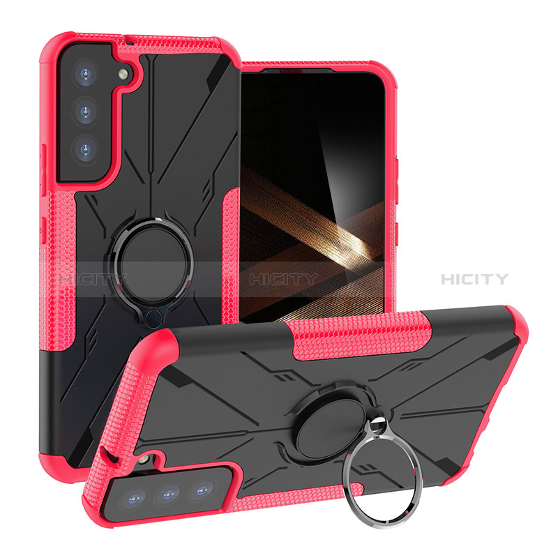 Funda Bumper Silicona y Plastico Mate Carcasa con Magnetico Anillo de dedo Soporte T08 para Samsung Galaxy S24 5G