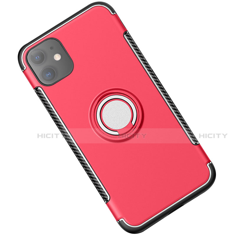 Funda Bumper Silicona y Plastico Mate Carcasa con Magnetico Anillo de dedo Soporte Y01 para Apple iPhone 11 Rojo